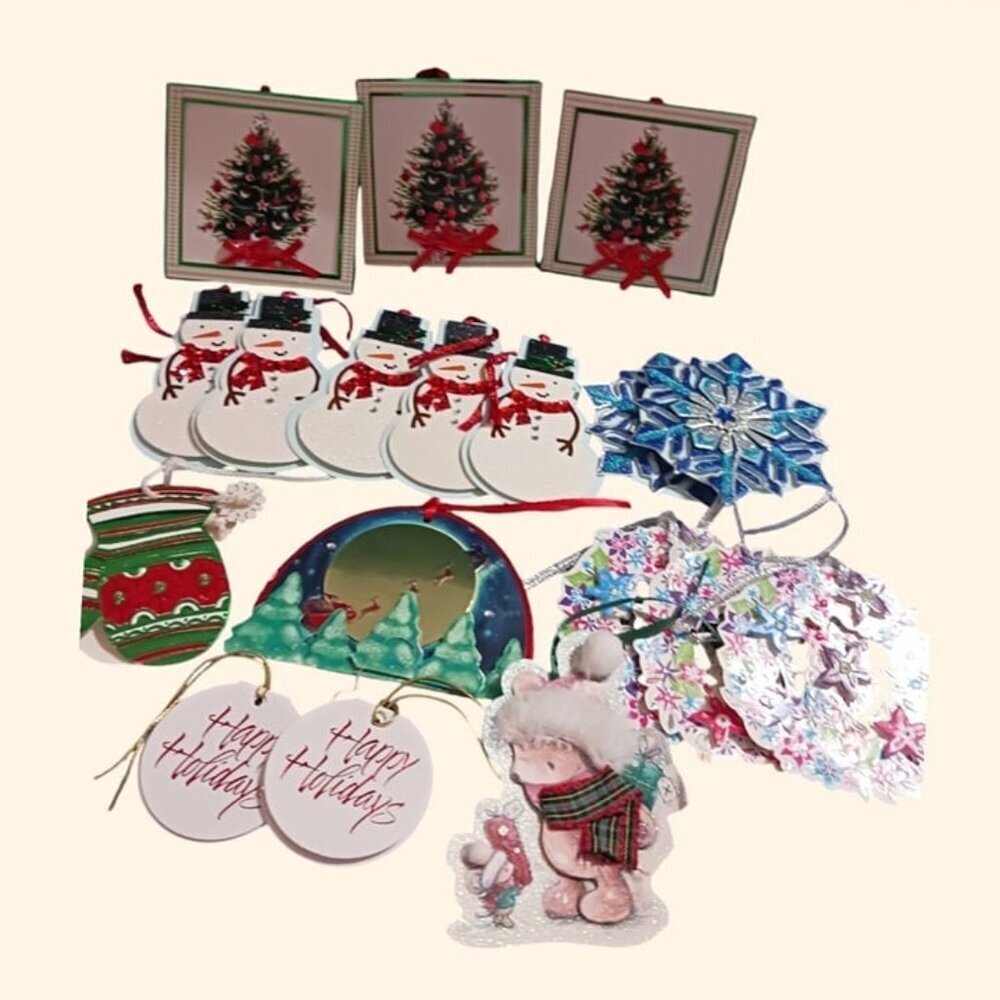 Christmas gift tags lot of 18 multicolors